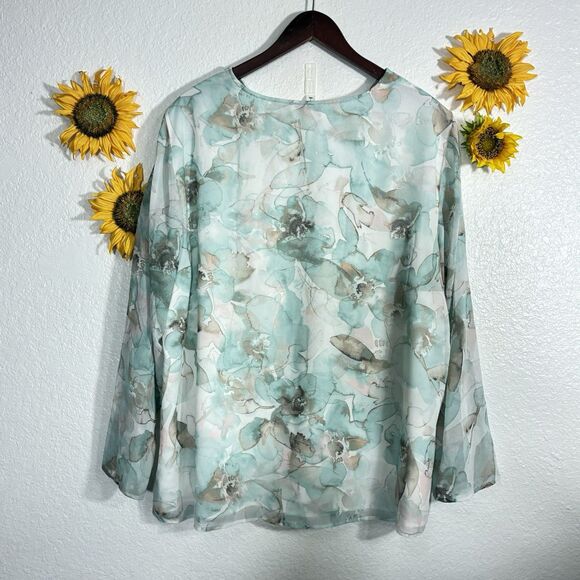Calvin Klein Water Color Floral Lightweight Blouse Plus Size 2X Women’s - Picture 4 of 9